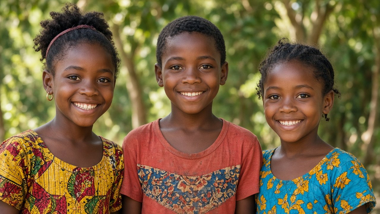 Groupe d’enfants africains souriants